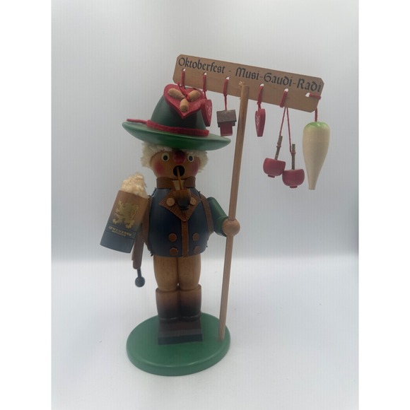 Steinbach Other - Steinbach Oktoberfest Smoker Music Box Ein Prosit West Germany Wooden Folk Art